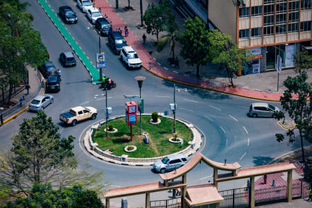 Nairobi City County Skyline Skyscrapers. Nairobi is Kenyaâs capital city. In addition to its urban core, the city has Nairobi National Park, a large game reserve known for breedingのeditorial素材