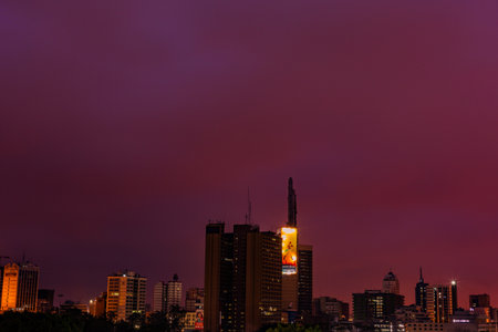 Bangkok cityscape at twilight time with skyscraper, Thailand.