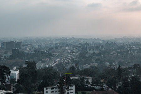 Cityscape of Kathmandu, Nepal in the morning with mist.