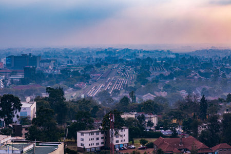 View of the city of Chiang Mai at sunset, Thailand.の写真素材