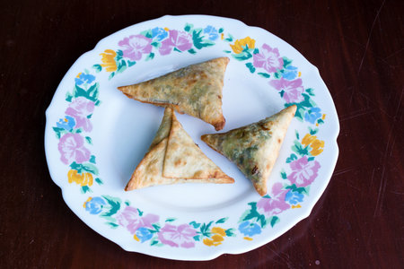 Fried dumplings on a plate. Selective focus.の写真素材