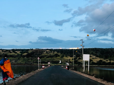 View of the road in the middle of the countryside. Spain.の写真素材