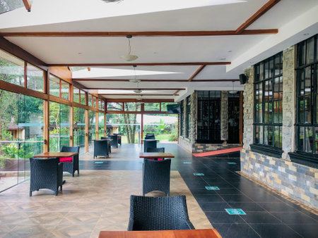 Interior of a restaurant in Thailand. Furniture and interior design.の写真素材