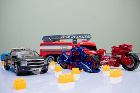 Fragment of a toy car and truck.