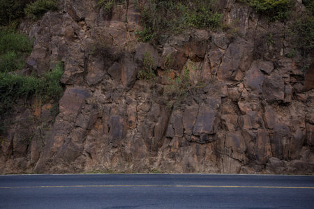 Rural road in the mountains of Madeira Island, Portugal.の写真素材