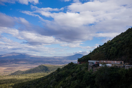 Panoramic view of the valley and mountains of the island of Crete, Greeceの写真素材