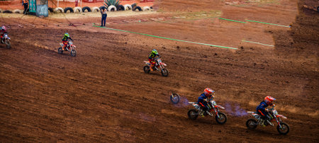 Motocross rider on the race. Extreme motocross race