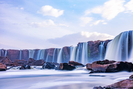 Iguazu Falls is a waterfall on the border of Argentina and Brazil.