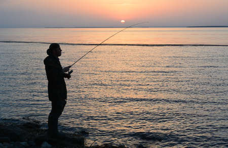 Fisherman on morning fishingのeditorial素材