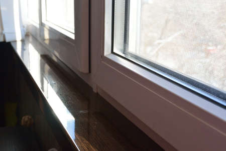 acrilyc sill venge and pvc windows glazingの写真素材