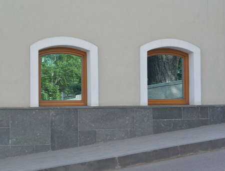 two nice window with tinted glassesの写真素材