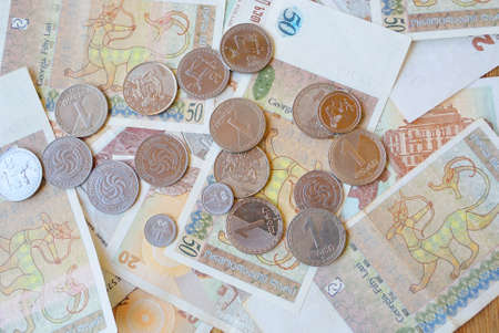 georgian lari and tetri coinsの写真素材