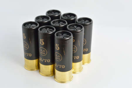 nine cartridges with rifle for hunting gunの写真素材