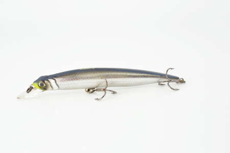 the silver  bait minnow with two hooksの写真素材