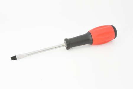 one screwdriver with red black handle and white textureの写真素材