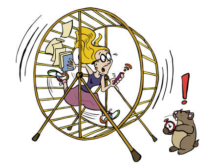Running the hamster wheel out of timeのイラスト素材
