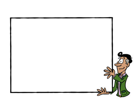 Latin businessman holding an empty billboard for your contentのイラスト素材