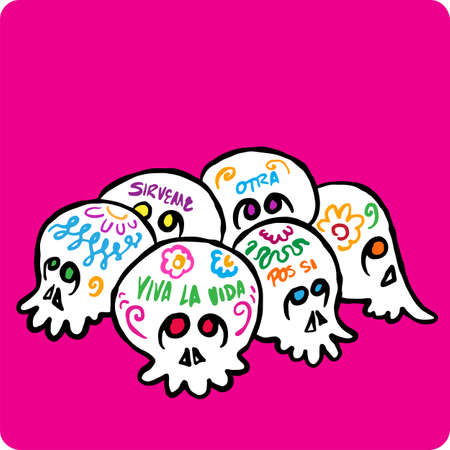 Sugar skulls Mexico day of the deadのイラスト素材