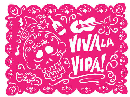 Day of the dead cut out paper - papel picadoのイラスト素材