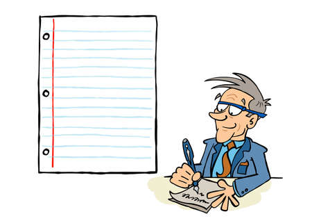 Senior busnessman writing on a sheet of paper with a blank space for contentのイラスト素材