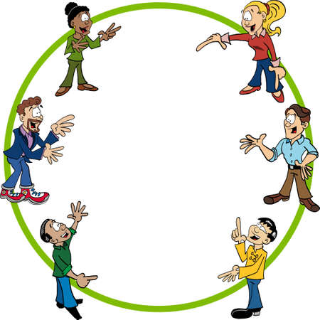 All the Cartoon characters part of the collaborative circle processのイラスト素材