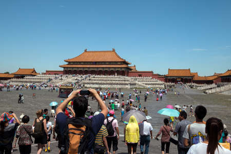 Beijing, China - July 25, 2013: Tourists visit the Forbidden city, Beijing, Chinaのeditorial素材