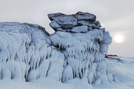 Icy rock that looks like a dragon, naturalの写真素材