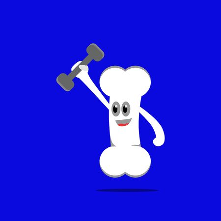 Vector illustration of strong bone cartoon character lifting a barbellのイラスト素材