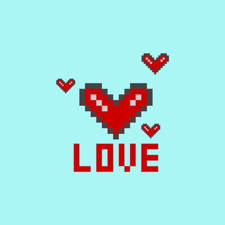 Vector illustration of a heart pixel