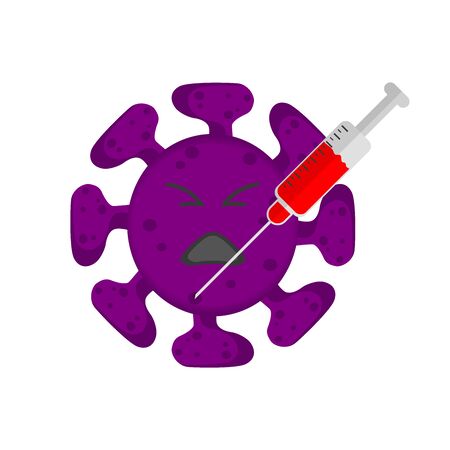 vector illustration of vaccine character to injection of lethal virus by injectionのイラスト素材
