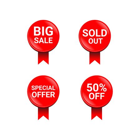 Vector illustration of sales button and sold shiny design against a white backgroundのイラスト素材