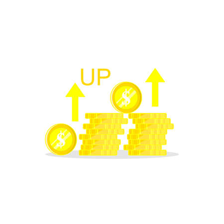 vector illustration of increasing dollar profit against a white backgroundのイラスト素材