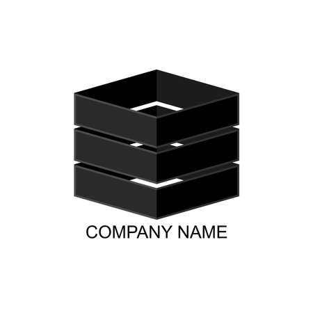 vector illustration of a 3D logo box with a white backgroundのイラスト素材