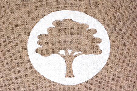 sign of tree on material の写真素材