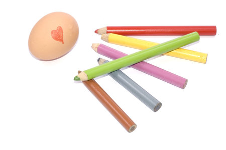 egg with coloured pencilの写真素材