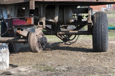 destroyed trailer without wheel  の写真素材