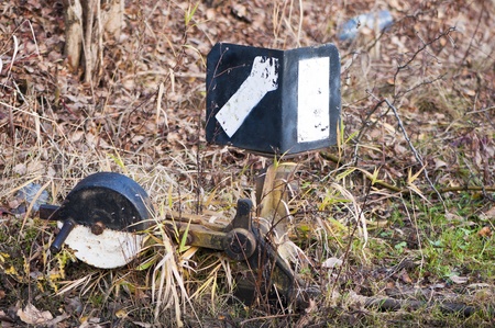 old railway crossover in the grassの写真素材