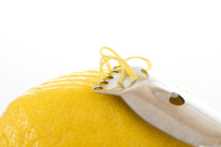 lemon peel on white backgroundの写真素材