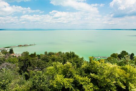 landscape. azure water and blue skyの写真素材