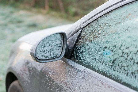car covered with frost. Cold morningの写真素材