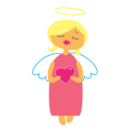 symbol of Valentine's Day - an angel with a heartのイラスト素材