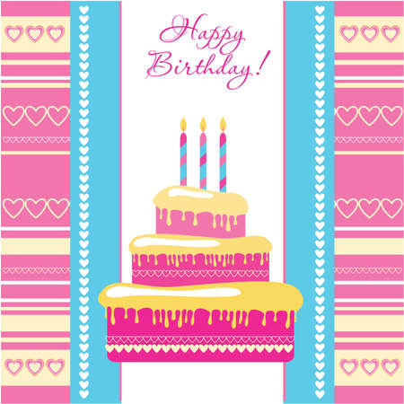 template - greeting card on birthdayのイラスト素材