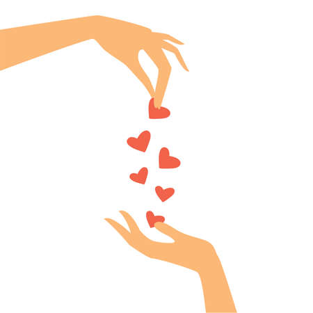 two hands pass each other heartのイラスト素材