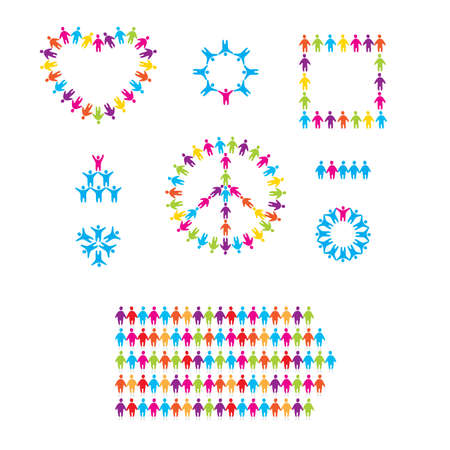 set of icons - people, team, peace, love, friendshipのイラスト素材