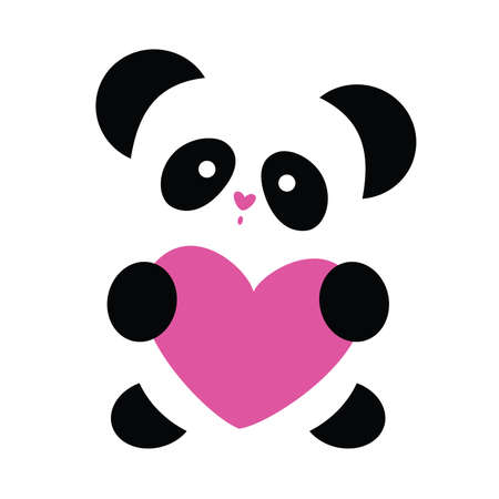 love the panda with the heart on a white backgroundのイラスト素材