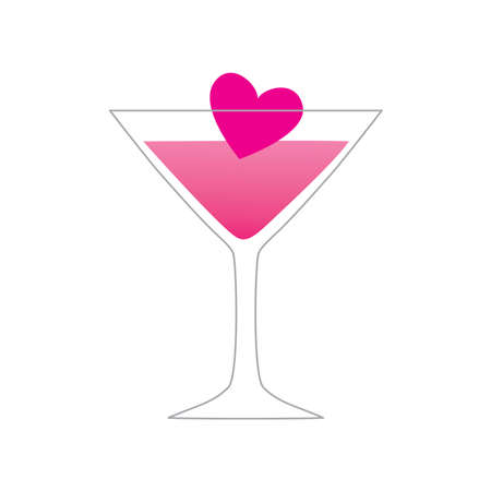 symbol of love - love of a drink - a glass with a heartのイラスト素材