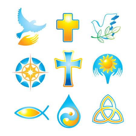 Collection of religious icons, symbolsのイラスト素材