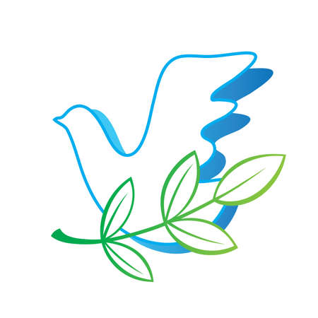 Symbol of peace - a dove with a sprig of greenのイラスト素材