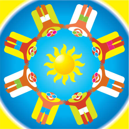 Summer panorama. Rest of the sea. Vector illustration.のイラスト素材