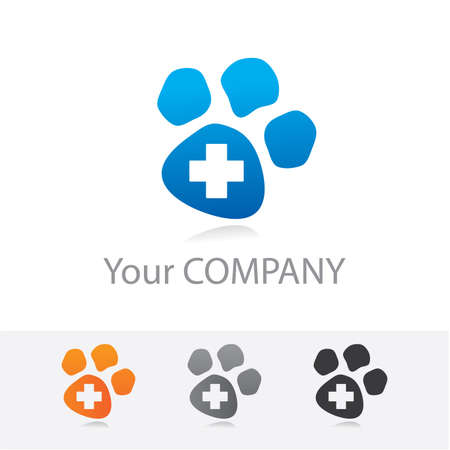 Template vector corporate logo - veterinary medicine. Color options + black and white version. Just place your own brand name.のイラスト素材